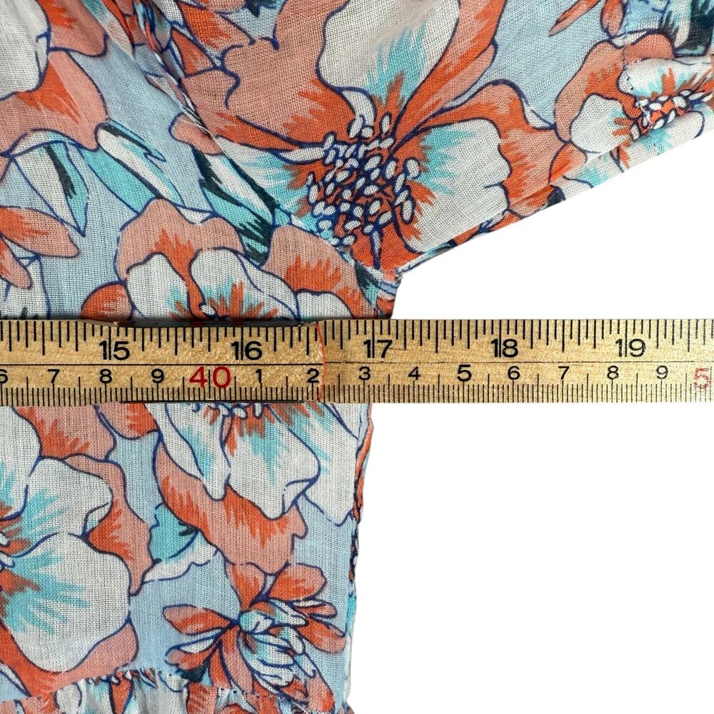 Poupette St Barth Floral Boho Midi Dress Blue Orange Print Size XS Romantic - Picture 12 of 14